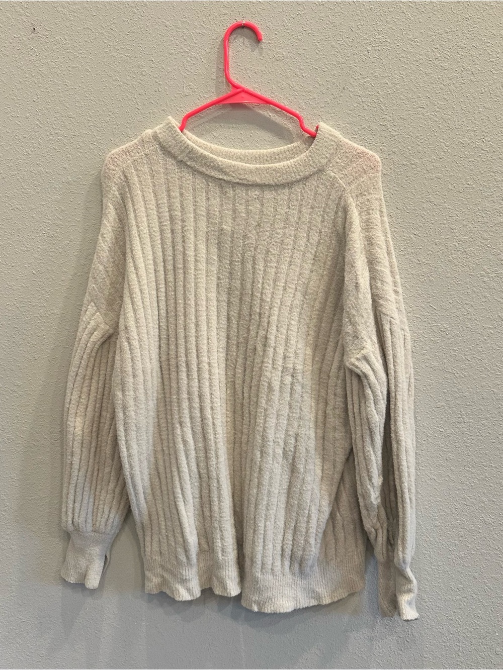 Aerie Oatmeal Ribbed Oversized Sweater M Cozy Slouchy Knit